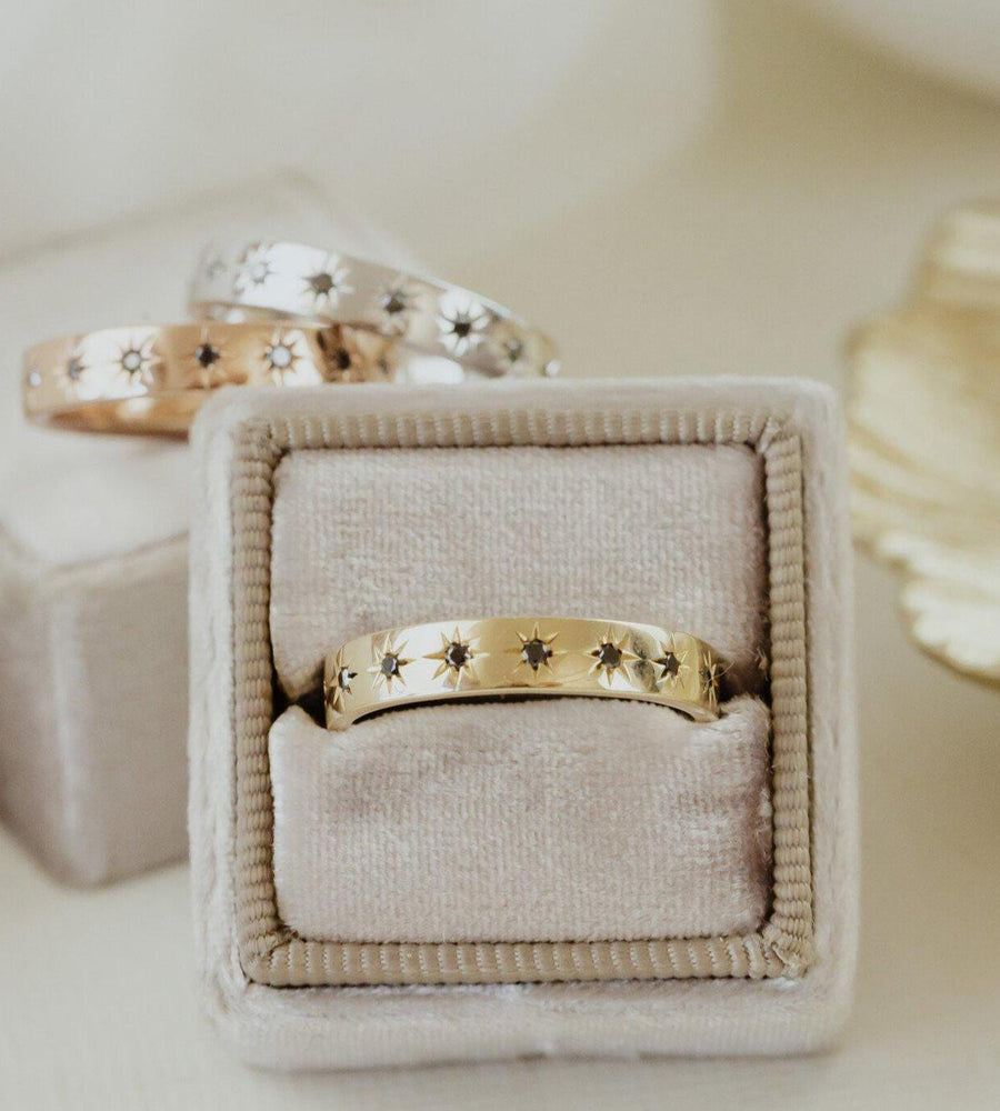 Estelle Celestial Star Band | Black CZ 925 Sterling Silver Ring | Anima jewels