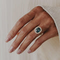 3.67 ct Cushion Montana Sapphire & Diamond Ring | 925 Sterling Silver | Anima jewels