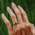 Emerald & Oval Montana Sapphire Ring | 925 Sterling Silver Three-Stone Band | Anima