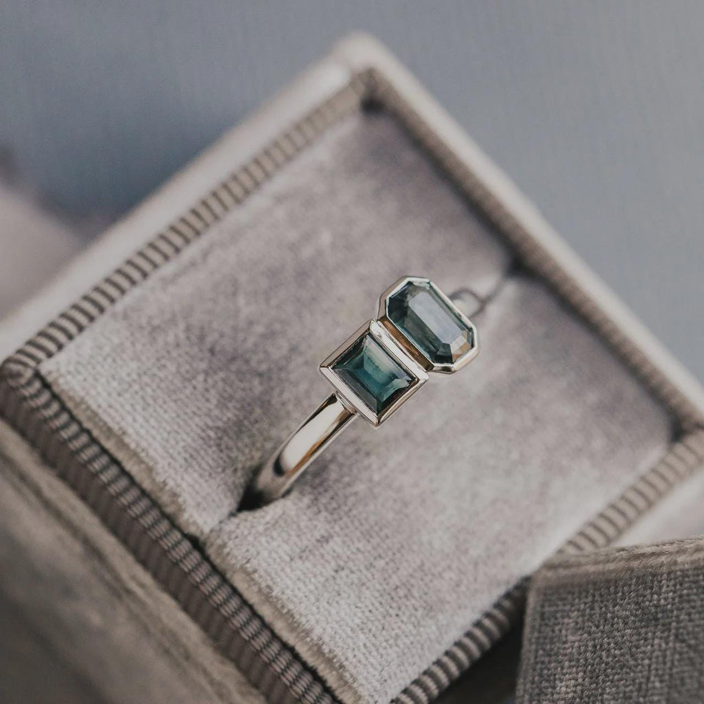 Toi et Moi Montana Sapphire Ring Teal Blue Two Stone | Anima jewels
