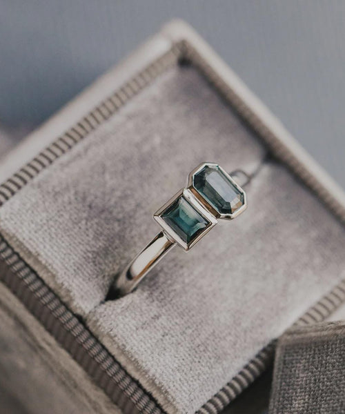 Toi et Moi Montana Sapphire Ring Teal Blue Two Stone | Anima jewels