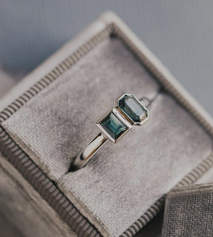 Toi et Moi Montana Sapphire Ring Teal Blue Two Stone | Anima jewels