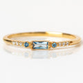 Aquamarine Baguette Ring | 14K Solid Rose Gold Dainty Stacking Band | Anima jewels