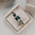 Emerald & Oval Montana Sapphire Ring | 925 Sterling Silver Three-Stone Band | Anima