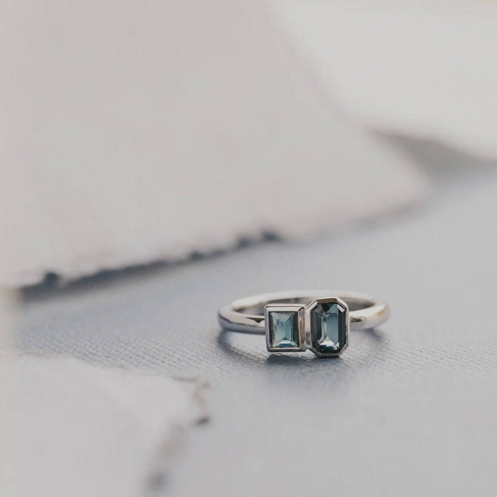 Toi et Moi Montana Sapphire Ring Teal Blue Two Stone | Anima jewels