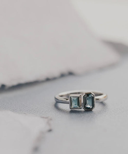 Toi et Moi Montana Sapphire Ring Teal Blue Two Stone | Anima jewels