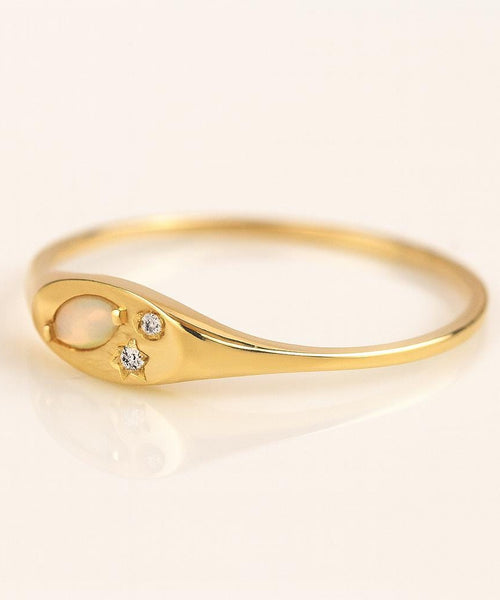 Marquise Opal Starburst Ring | 925 Sterling Silver Celestial Band | Anima jewels