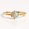 Natural Labradorite Engagement Ring – Hexagon Blue Fire Stone 925 Sterling Silver Dainty Promise Ring