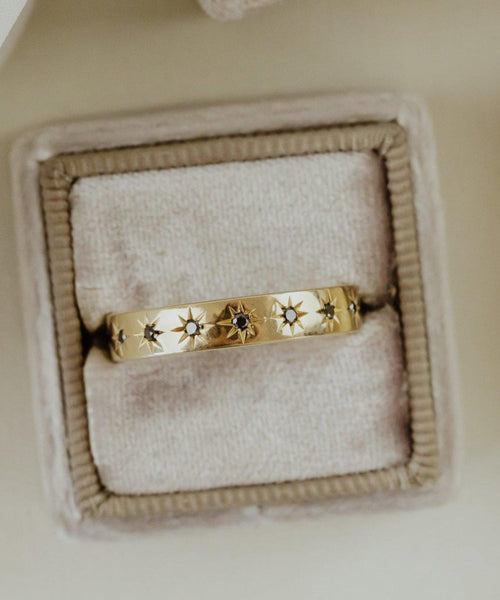 Estelle Celestial Star Band | Black CZ 925 Sterling Silver Ring | Anima jewels