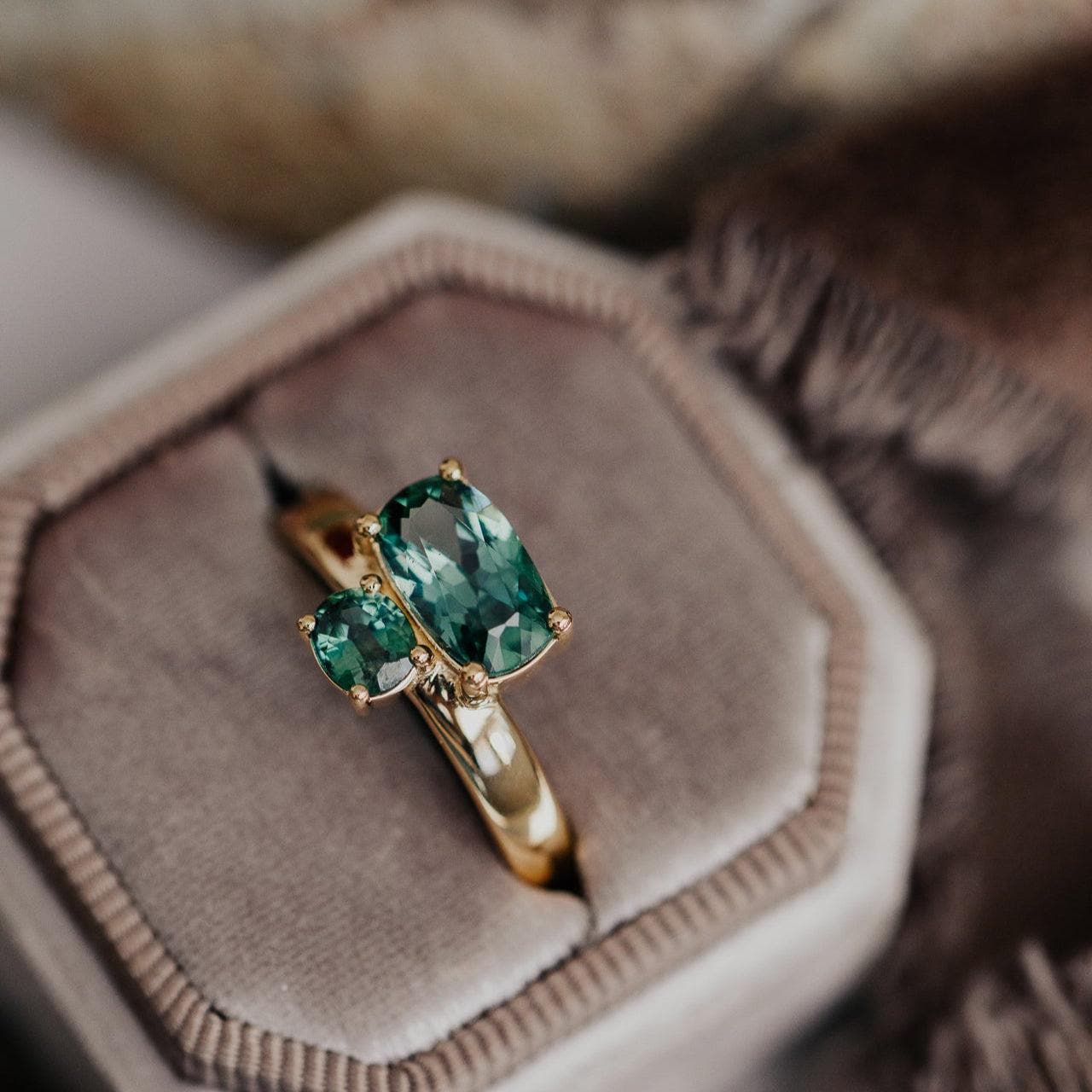 Two Montana Sapphire Prong Ring Silver Stackable Band | Anima jewels