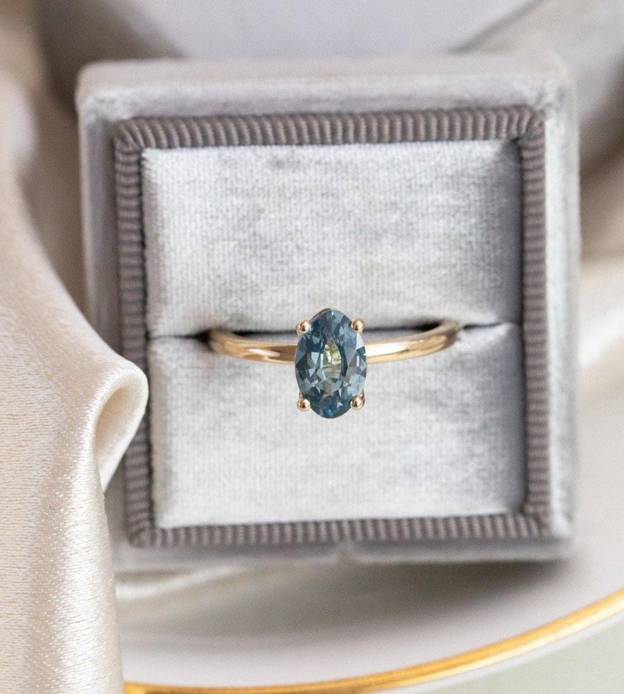 Oval Montana Sapphire Ring | 925 Sterling Silver Vintage Solitaire Band | Anima jewels