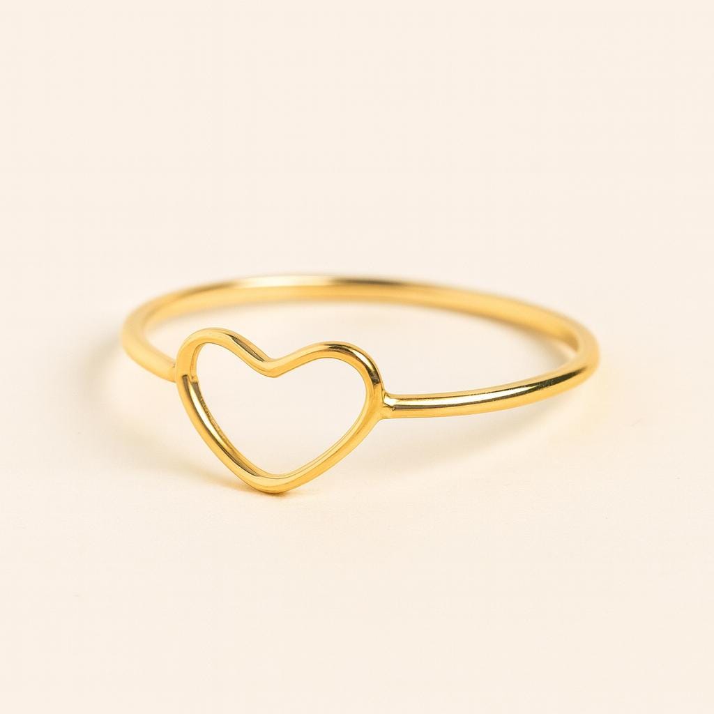 Open Heart Ring | Minimalist Sterling Silver Stacking Band | Anima jewels