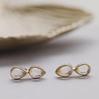 Duo Pear Natural Moonstone Stud Earrings in Solid 14k Gold | Anima Jewels