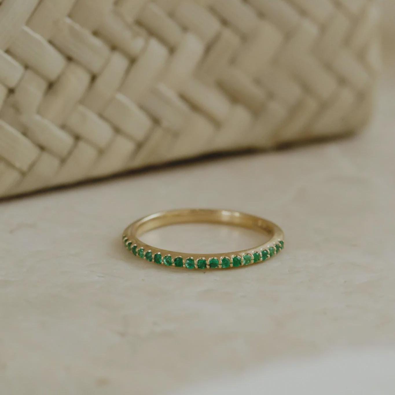 Emerald Wedding Band 925 Sterling Silver Ring | Anima jewels