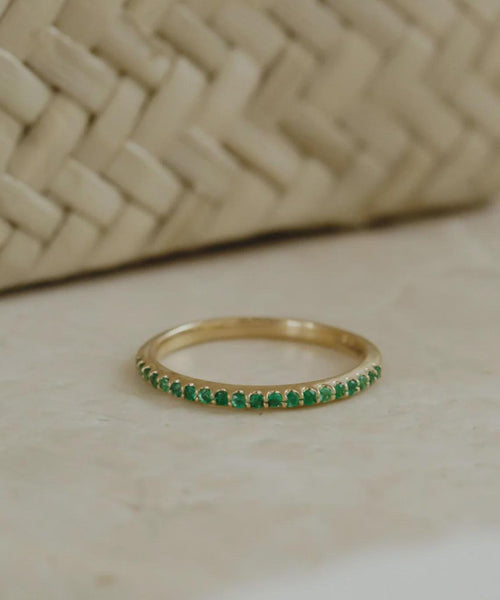 Emerald Wedding Band 925 Sterling Silver Ring | Anima jewels