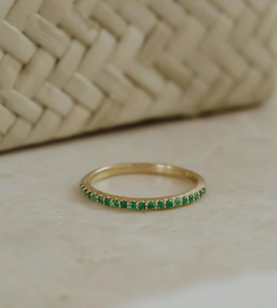 Emerald Wedding Band 925 Sterling Silver Ring | Anima jewels