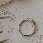 Emerald Curved Wedding Band Silver Chevron Stacking Ring | Anima jewels