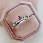 Pink Sapphire Cluster Three-Stone Silver Ring | Anima jewels