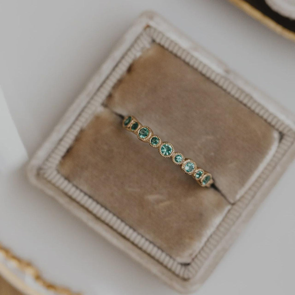 Dainty Emerald Stacking Eternity Ring Silver Modern Band | Anima jewels