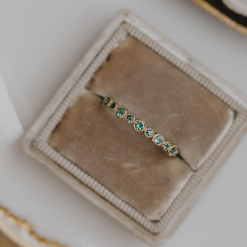 Dainty Emerald Stacking Eternity Ring Silver Modern Band | Anima jewels