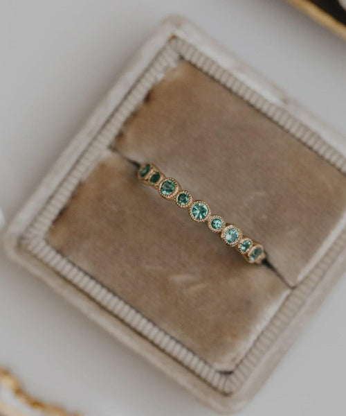 Dainty Emerald Stacking Eternity Ring Silver Modern Band | Anima jewels