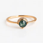 Moss Agate Ring with Diamond Accents | 925 Sterling Silver Engagement Ring | Anima