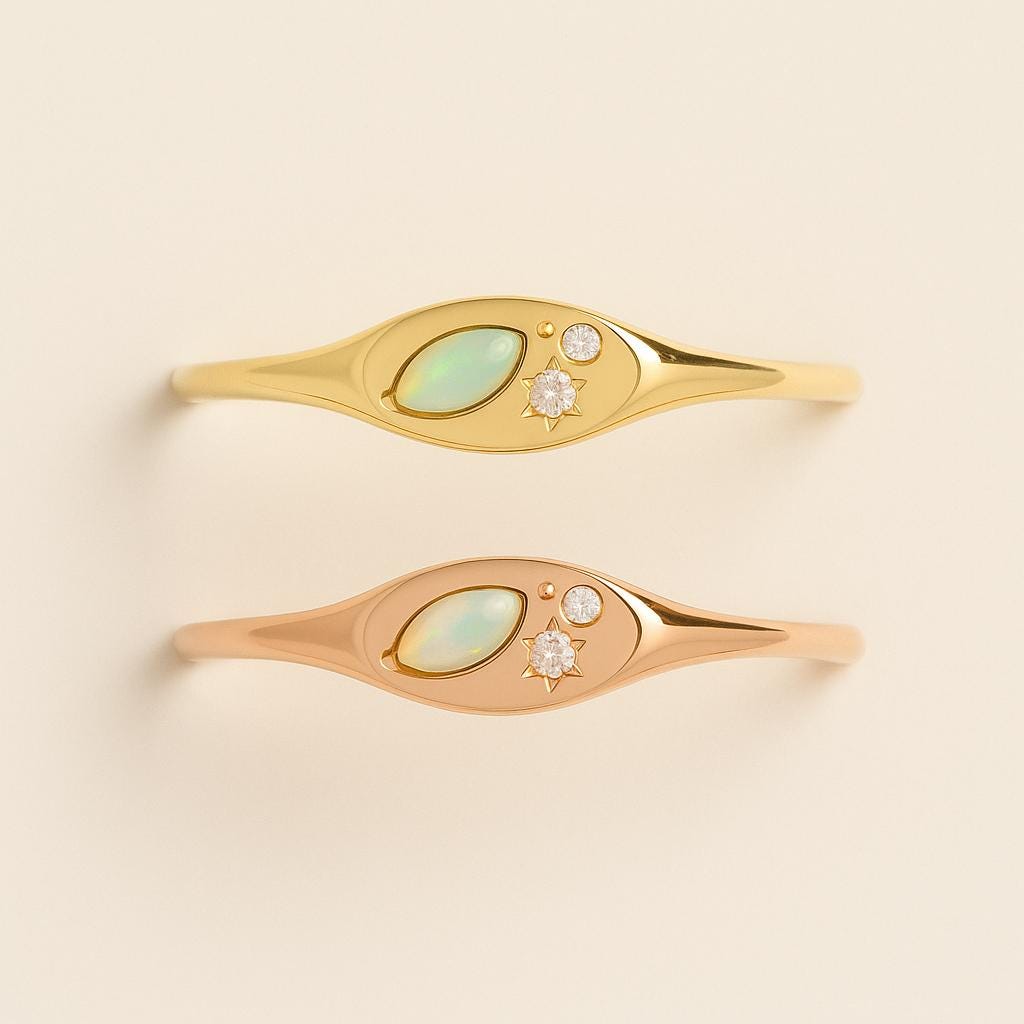 Marquise Opal Starburst Ring | 925 Sterling Silver Celestial Band | Anima jewels