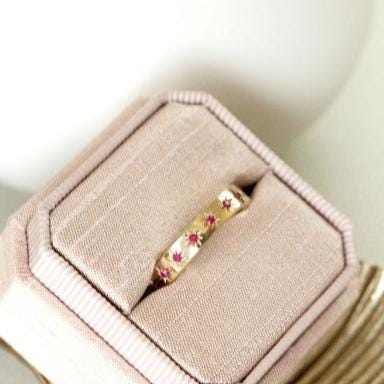 Ruby Pave Wedding Band Thick 925 Sterling Silver Ring | Anima jewels