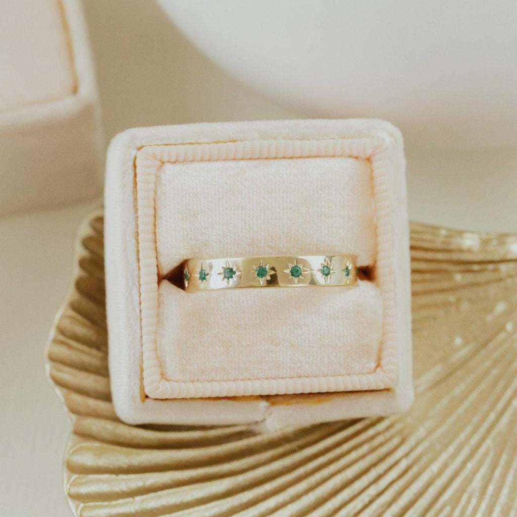 Star Emerald Stacking Eternity Ring Silver Celestial Band | Anima jewels