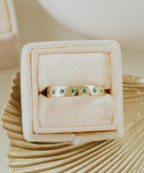 Star Emerald Stacking Eternity Ring Silver Celestial Band | Anima jewels