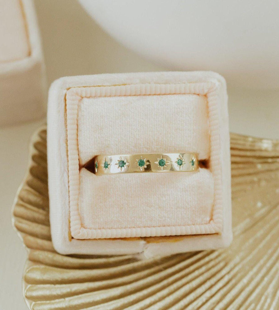Star Emerald Stacking Eternity Ring Silver Celestial Band | Anima jewels