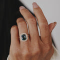 3.67 ct Cushion Montana Sapphire & Diamond Ring | 925 Sterling Silver | Anima jewels
