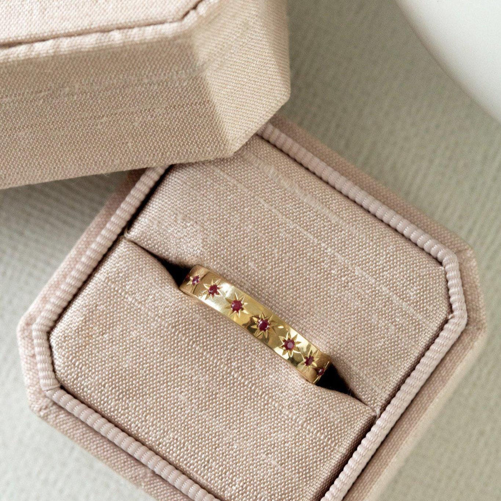 Ruby Pave Wedding Band Thick 925 Sterling Silver Ring | Anima jewels