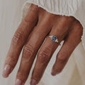 Oval Montana Sapphire Diamond Ring | 925 Sterling Silver Double Prong Band | Anima jewels