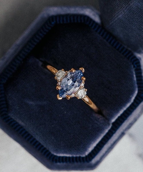 Marquise Tanzanite Engagement Ring Blue Gemstone Cluster | Anima jewels