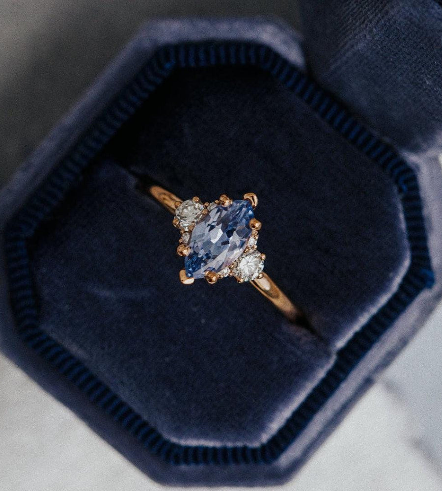 Marquise Tanzanite Engagement Ring Blue Gemstone Cluster | Anima jewels