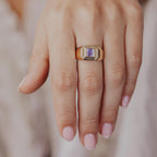 Square Cut Moonstone Signet Ring Silver Wide Band | Anima jewels