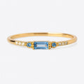 Aquamarine Baguette Ring | 14K Solid Rose Gold Dainty Stacking Band | Anima jewels