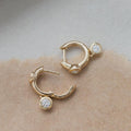 Diamond Hoop and Dangle Huggie Earrings | 14k Yellow Gold .63 ct Drop | Anima jewels