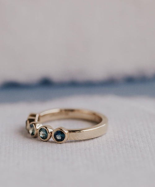 Montana Sapphire Bezel Band SEO Title 5 Montana Sapphire Bezel Band - 14k Gold Blue Stackable Ring | Anima jewels
