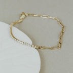 Moissanite Tennis Paperclip Bracelet 14k Gold Hybrid | Anima jewels