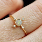 Opal Compass Ring 925 Sterling Silver Celestial Stackable Band | Anima jewels