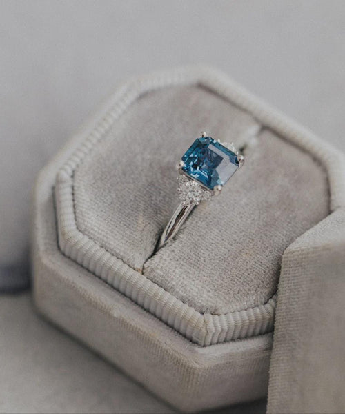 Montana Sapphire Square Cut Ring | Sterling Silver Statement Band | Anima jewels