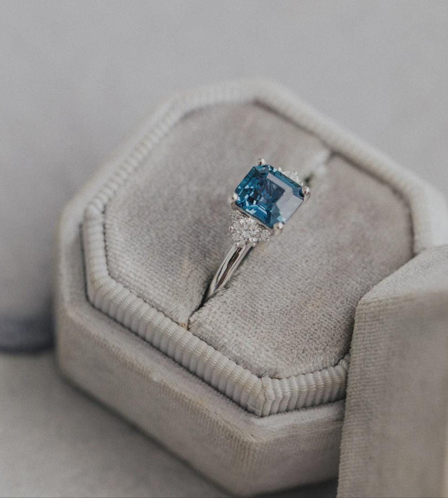Montana Sapphire Square Cut Ring | Sterling Silver Statement Band | Anima jewels