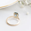 Cushion Cut Montana Sapphire Ring | 14k Solid Gold Double Band | Anima jewels