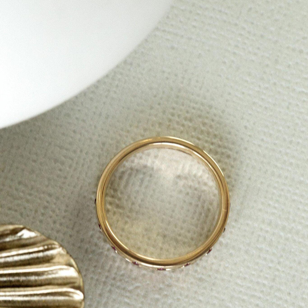 Ruby Pave Wedding Band Thick 925 Sterling Silver Ring | Anima jewels