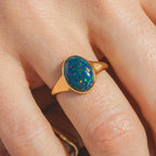 Black Opal Signet Ring 925 Sterling Silver Masculine | Anima jewels