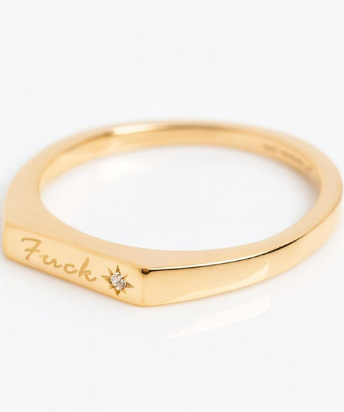 Bold “Fuck Off” Ring – Engraved Statement Ring in 925 Sterling Silver – Minimalist Empowerment Divorce Ring for Women