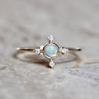 Opal Compass Ring 925 Sterling Silver Celestial Stackable Band | Anima jewels